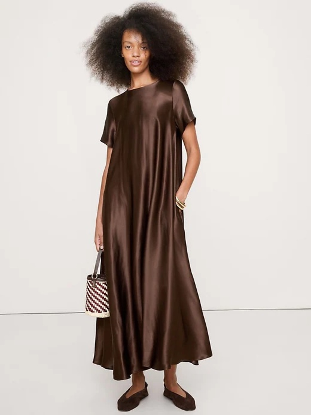 Banana Republic Aurelia Italian Trapeze Dress in Espresso